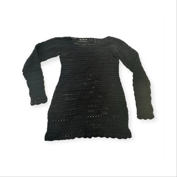 Scoop NYC Black Cotton Crochet Sweater, size S - Picture 5 of 11